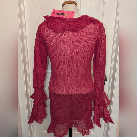 Betsey Johnson Deep Pink Knit Sweater - Picture 3 of 6